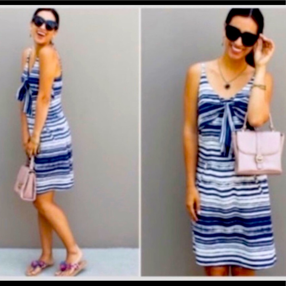 Cabi 5264 Knot Dress Nautical Stripe V-Neck Small